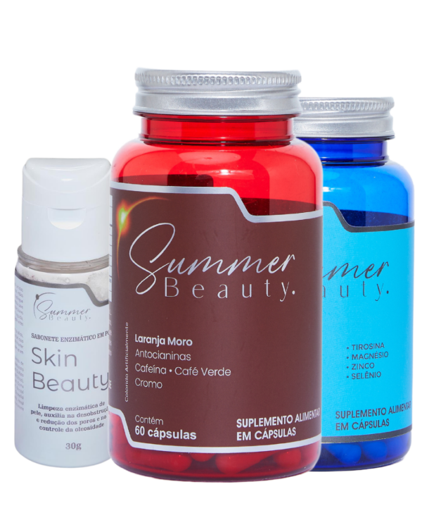 Kit 1 Pote de Emagrecedor 1 Pote de Calm+Natural e 1 Frasco do Skin Beauty Sabonete Facial