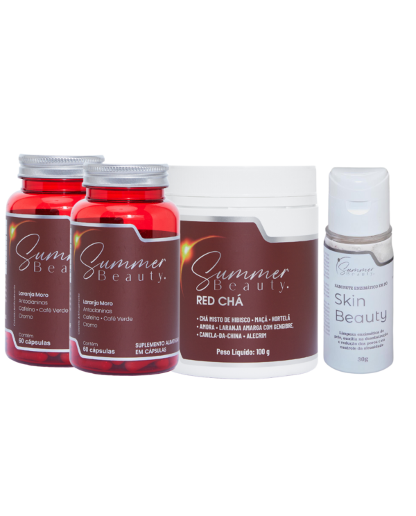 Kit 2 potes de emagrecedor 1 pote de chá e 1 Frasco do Skin Beauty Sabonete Facial