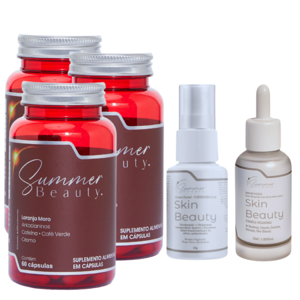 kit  3 Potes de Emagrecedor 1 Frasco Serum facial e 1frasco Creme Facial - Coenzima Q10