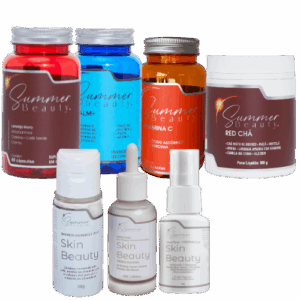 Kit - 1 pote de Emagrecedor, 1 pote de Calm+, 1 pote de Vitamina C, 1 pote do Red Chá, 1 Frasco do Sabonete Facial, 1 Frasco do Serum e 1 frasco do Hidratante Facial